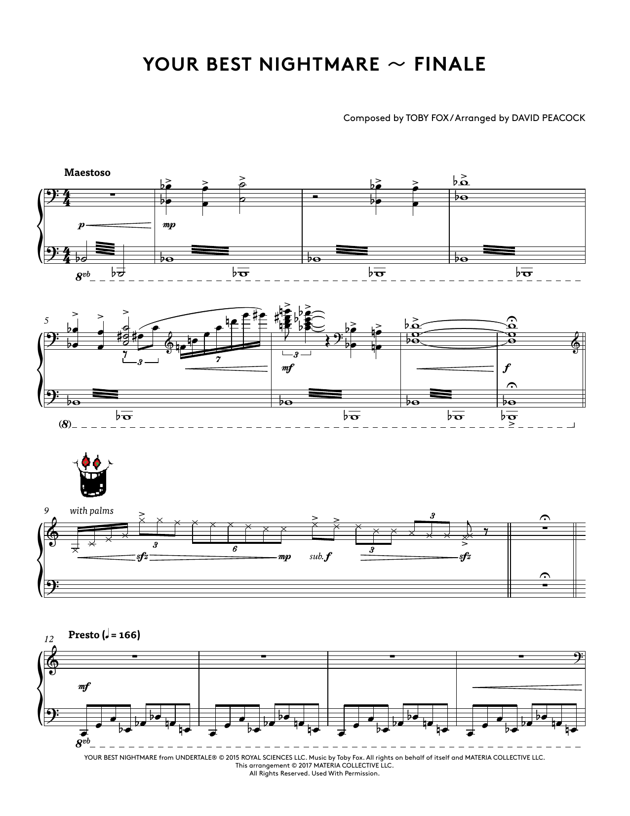 Toby Fox Your Best Nightmare - Finale (from Undertale Piano Collections 2) (arr. David Peacock) sheet music notes and chords arranged for Piano Solo