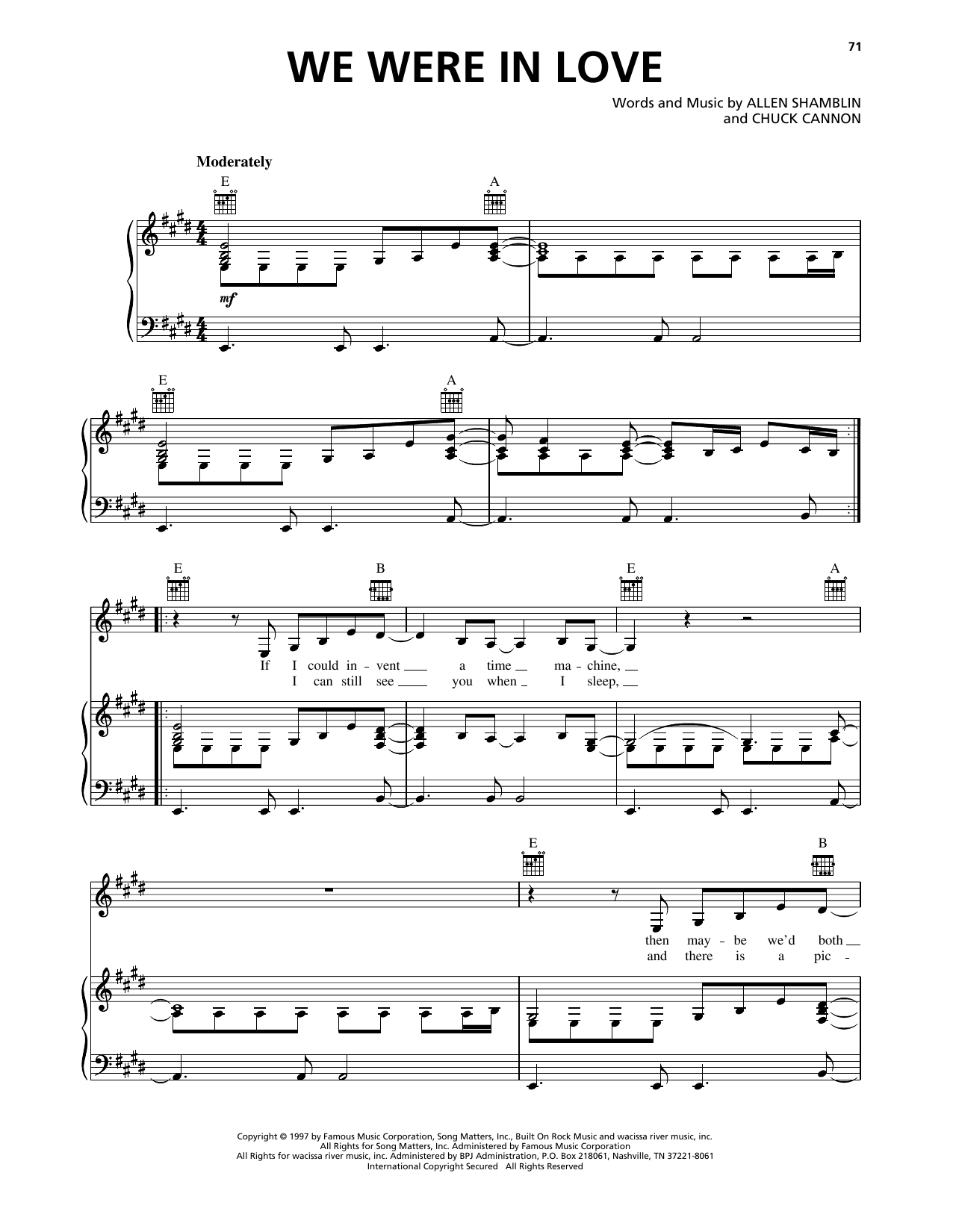 Toby Keith We Were In Love sheet music notes and chords arranged for Piano, Vocal & Guitar Chords (Right-Hand Melody)