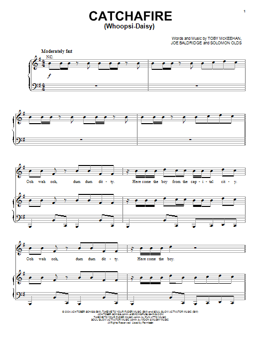 tobyMac Catchafire (Whoopsi-Daisy) sheet music notes and chords arranged for Piano, Vocal & Guitar Chords (Right-Hand Melody)