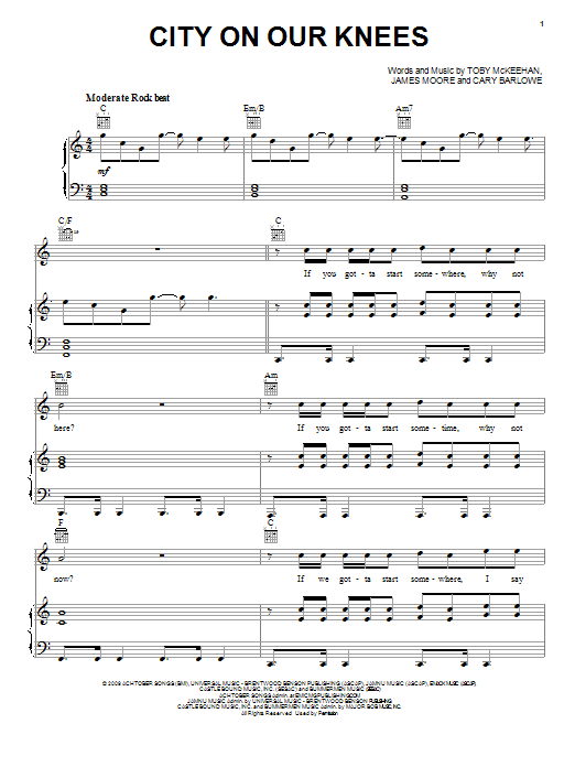 tobyMac City On Our Knees sheet music notes and chords arranged for Piano, Vocal & Guitar Chords (Right-Hand Melody)