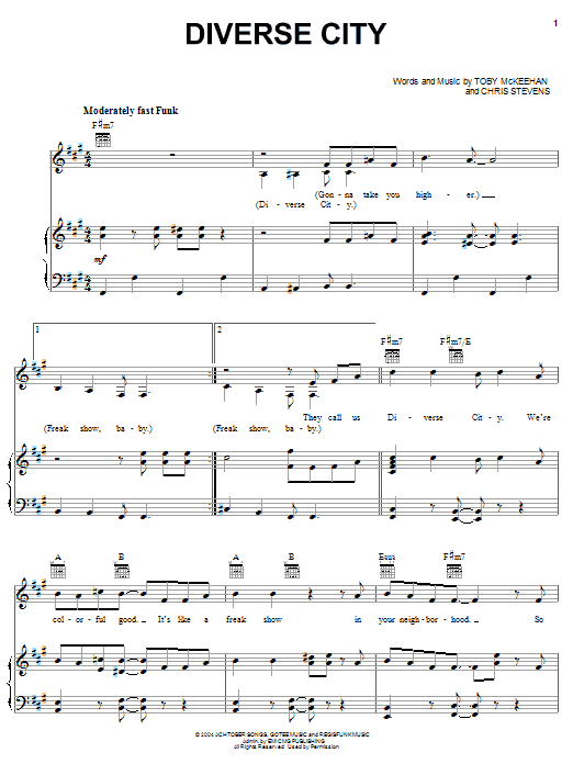 tobyMac Diverse City sheet music notes and chords arranged for Piano, Vocal & Guitar Chords (Right-Hand Melody)
