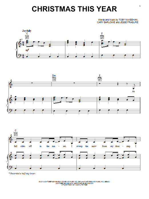 tobyMac featuring Leigh Nash Christmas This Year sheet music notes and chords arranged for Piano, Vocal & Guitar Chords (Right-Hand Melody)