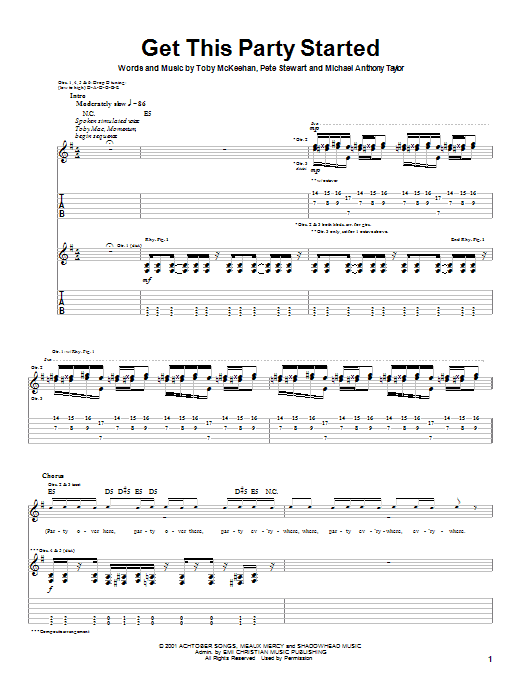 tobyMac Get This Party Started sheet music notes and chords arranged for Guitar Tab
