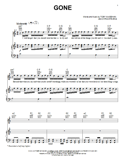 tobyMac Gone sheet music notes and chords arranged for Easy Guitar Tab