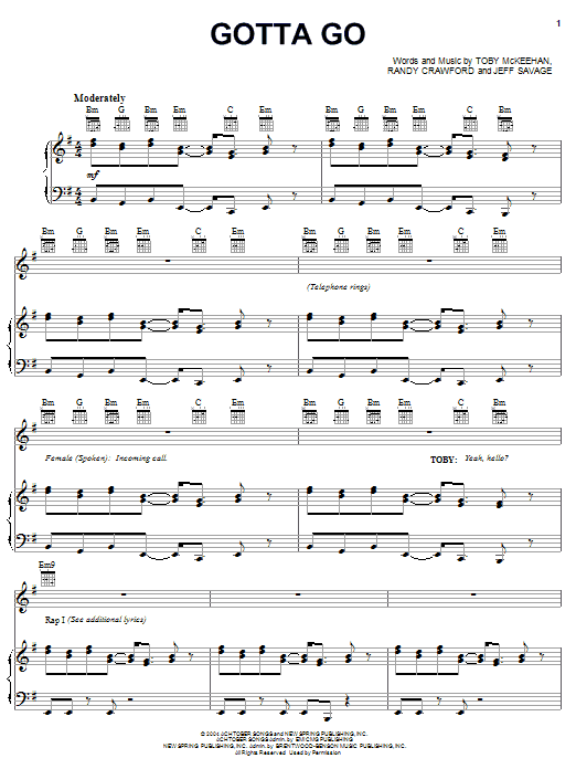 tobyMac Gotta Go sheet music notes and chords arranged for Piano, Vocal & Guitar Chords (Right-Hand Melody)