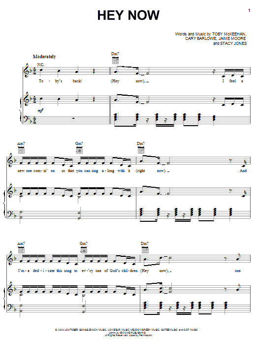 tobyMac Hey Now sheet music notes and chords arranged for Piano, Vocal & Guitar Chords (Right-Hand Melody)