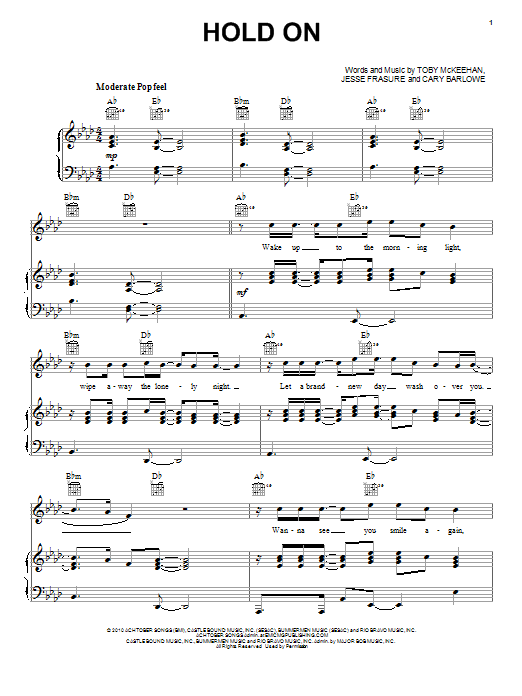 tobyMac Hold On sheet music notes and chords arranged for Piano, Vocal & Guitar Chords (Right-Hand Melody)