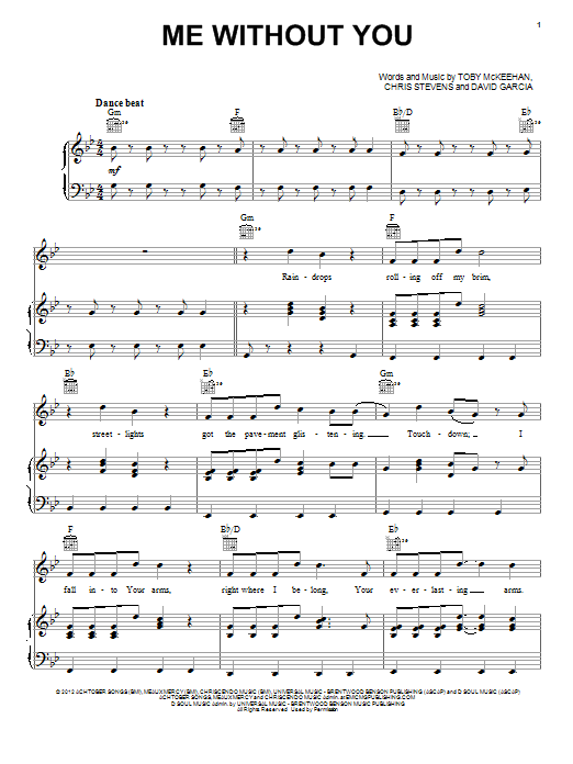 tobyMac Me Without You sheet music notes and chords arranged for Piano, Vocal & Guitar Chords (Right-Hand Melody)