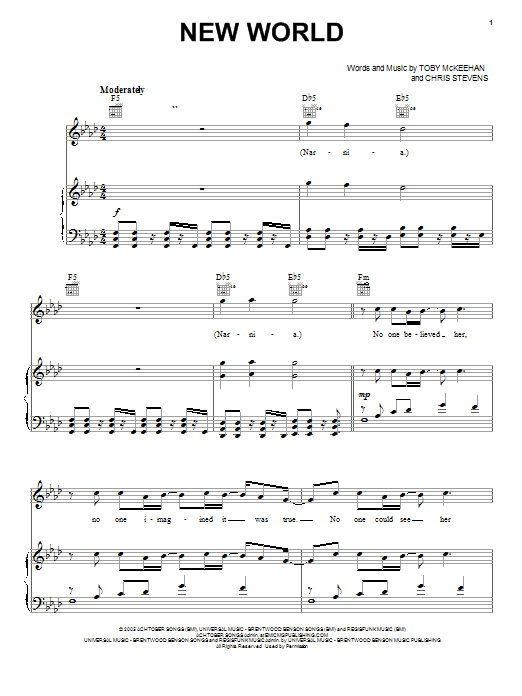 tobyMac New World sheet music notes and chords arranged for Piano, Vocal & Guitar Chords (Right-Hand Melody)