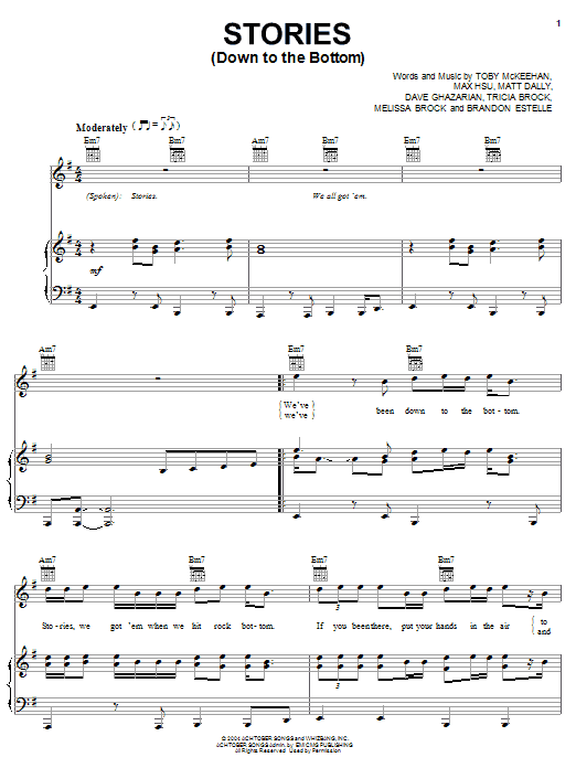 tobyMac Stories (Down To The Bottom) sheet music notes and chords arranged for Piano, Vocal & Guitar Chords (Right-Hand Melody)