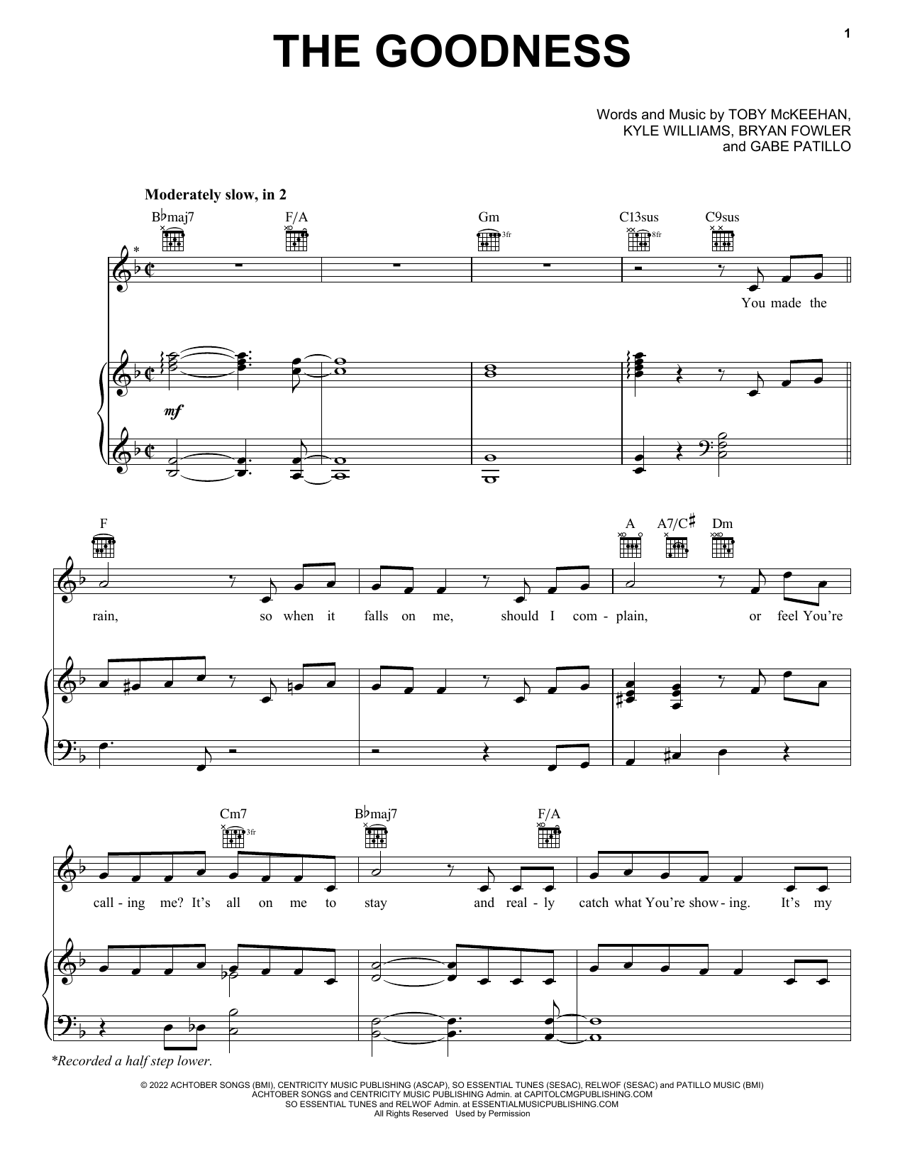 tobyMac The Goodness (feat. Blessing Offor) sheet music notes and chords arranged for Piano, Vocal & Guitar Chords (Right-Hand Melody)