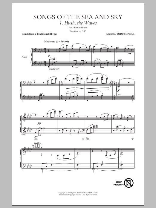 Todd McNeal Songs Of The Sea And Sky sheet music notes and chords arranged for 2-Part Choir