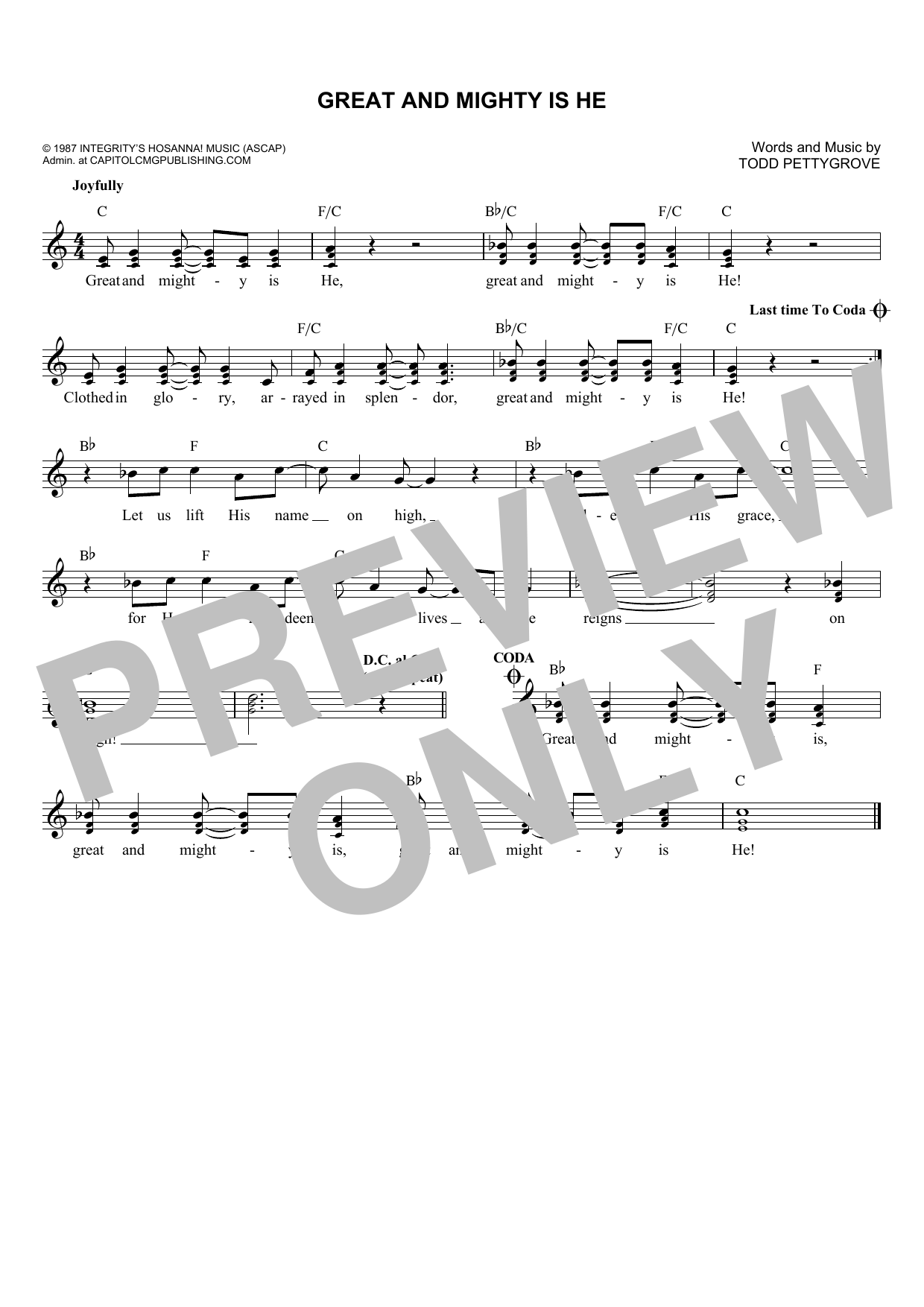 Todd Pettygrove Great And Mighty Is He sheet music notes and chords arranged for Lead Sheet / Fake Book