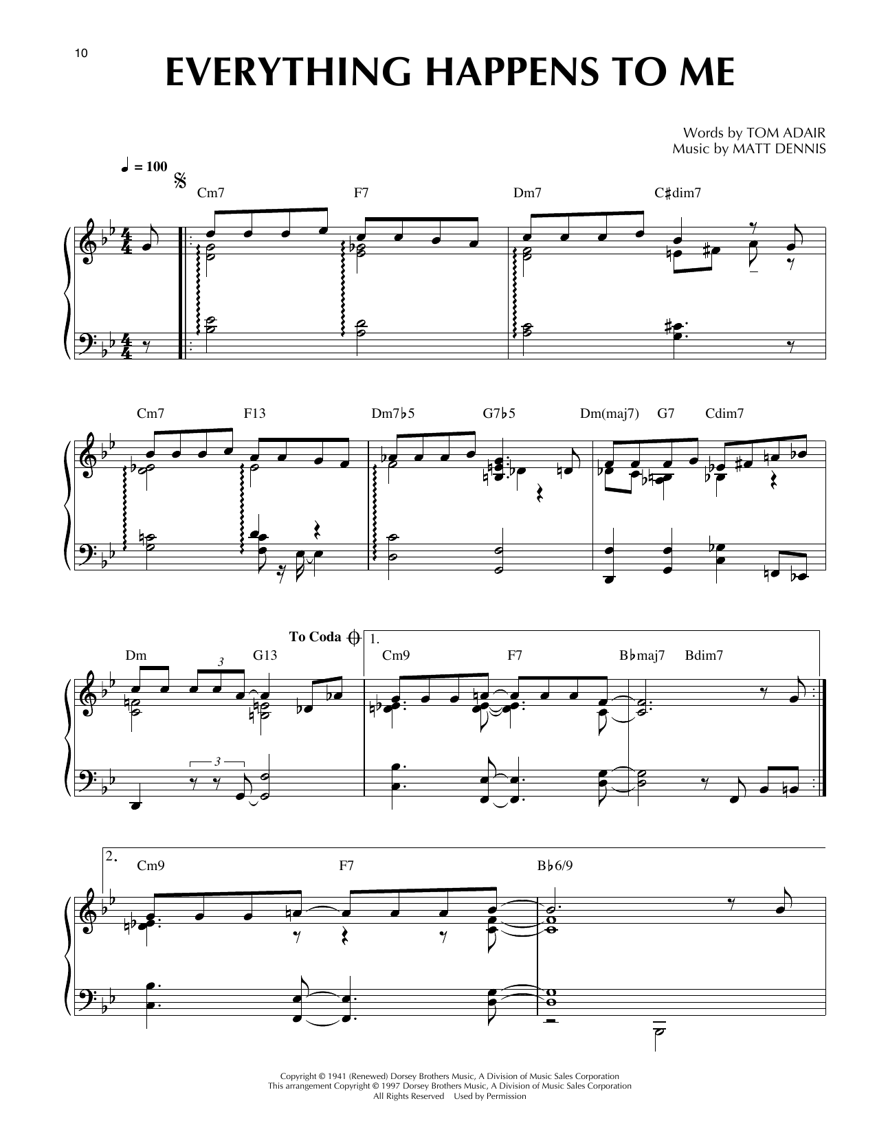 Tom Adair Everything Happens To Me (arr. Thomas Coppola) sheet music notes and chords arranged for Piano Solo