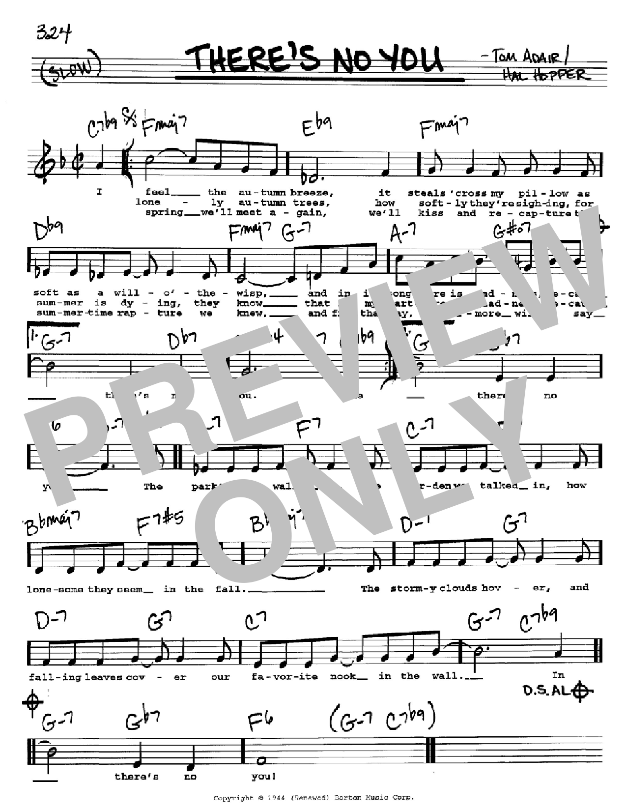 Tom Adair There's No You sheet music notes and chords arranged for Lead Sheet / Fake Book