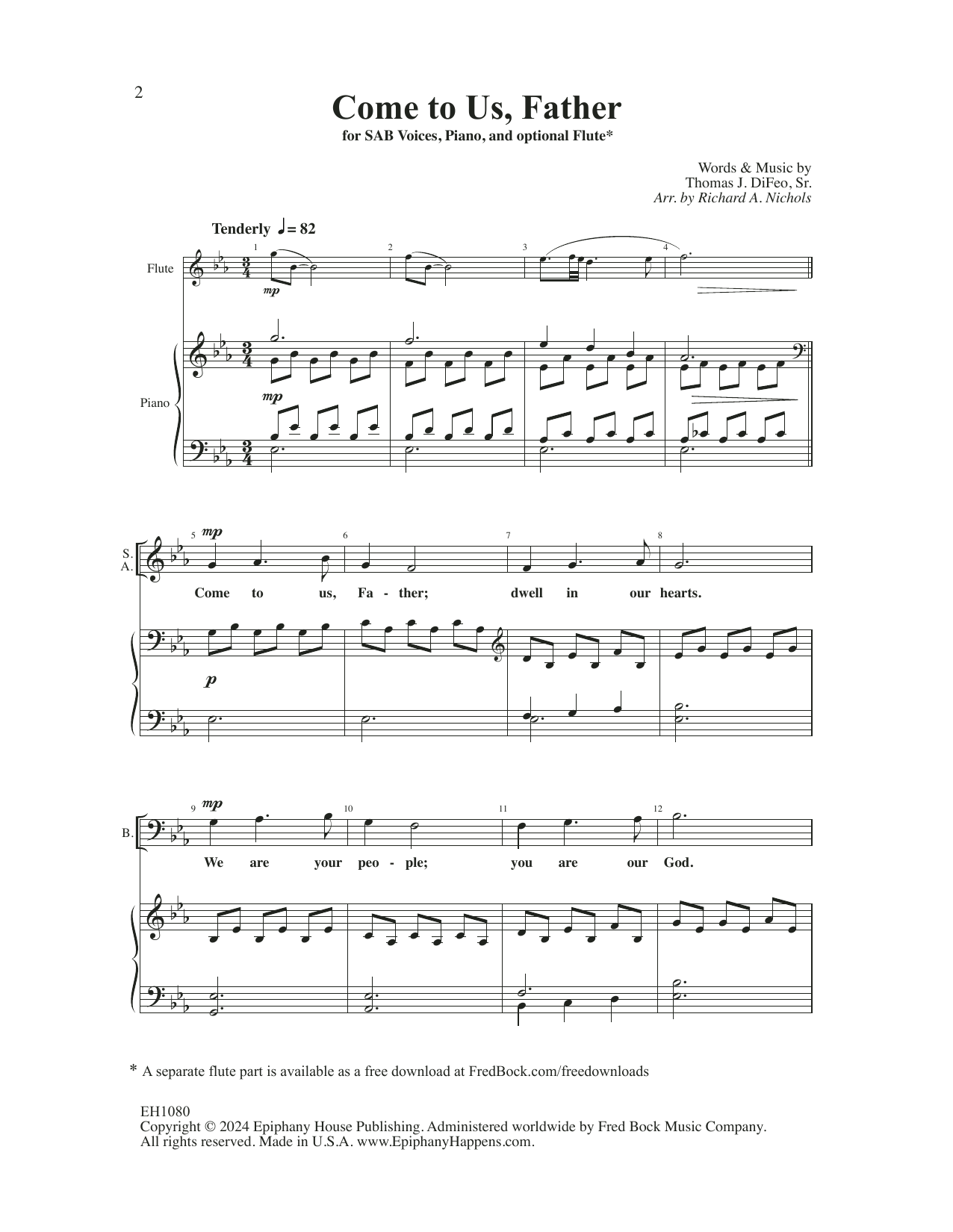 Tom DiFeo Come To Us, Father (arr. Richard A. Nichols) sheet music notes and chords arranged for SAB Choir
