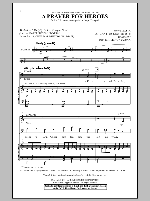 Tom Eggleston A Prayer For Heroes sheet music notes and chords arranged for SATB Choir