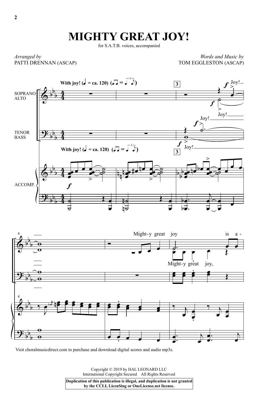 Tom Eggleston Mighty Great Joy! (arr. Patti Drennan) sheet music notes and chords arranged for SATB Choir