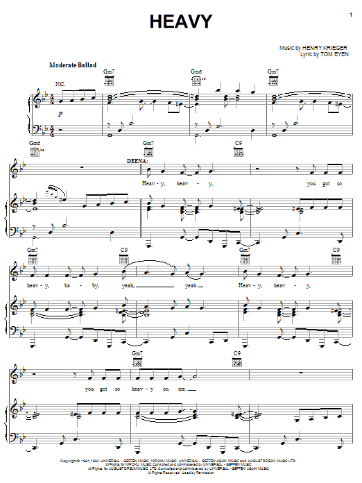 Tom Eyen Heavy sheet music notes and chords arranged for Piano, Vocal & Guitar Chords (Right-Hand Melody)