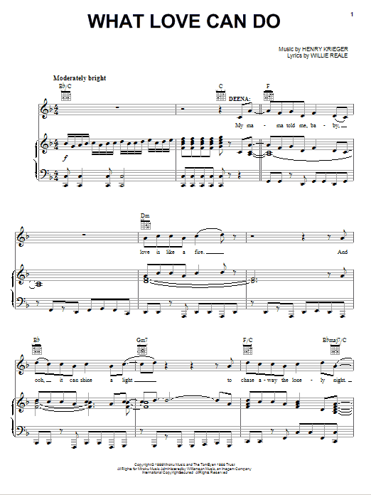 Tom Eyen What Love Can Do sheet music notes and chords arranged for Piano, Vocal & Guitar Chords (Right-Hand Melody)