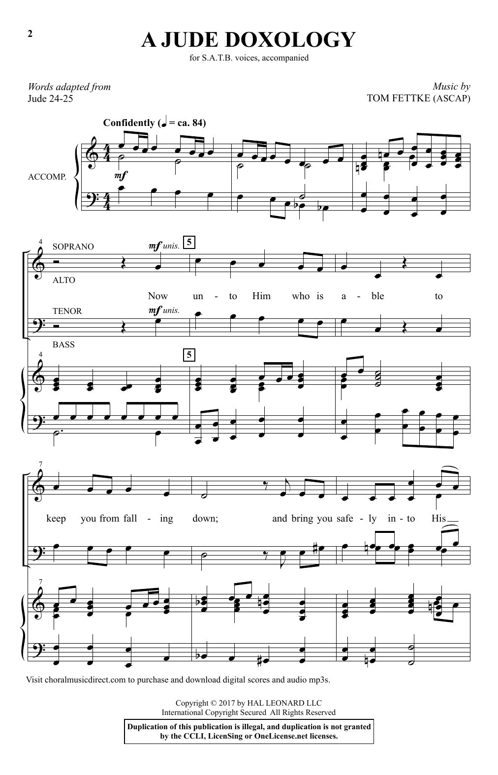 Tom Fettke A Jude Doxology sheet music notes and chords arranged for SATB Choir