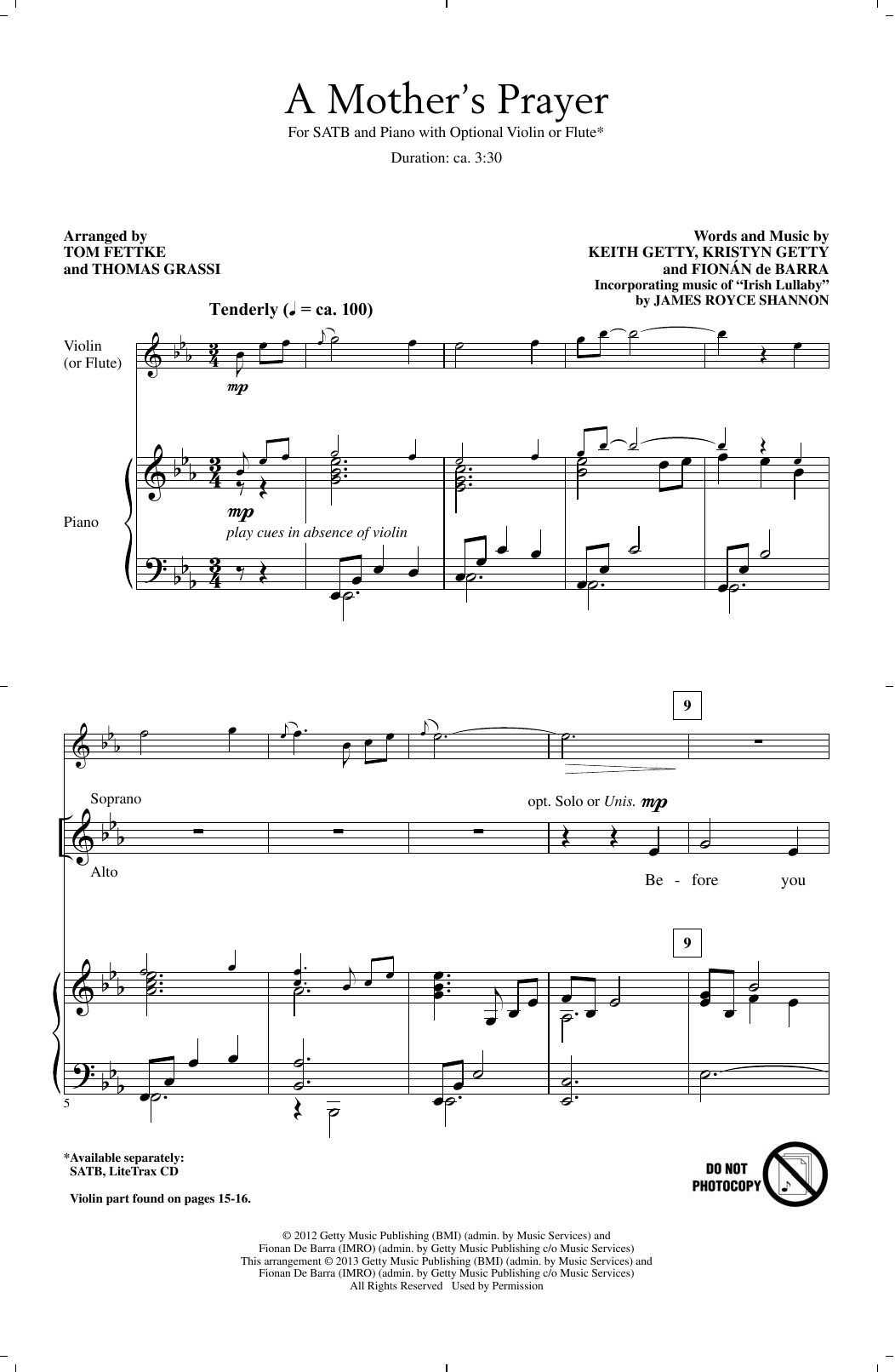 Tom Fettke A Mother's Prayer sheet music notes and chords arranged for SATB Choir