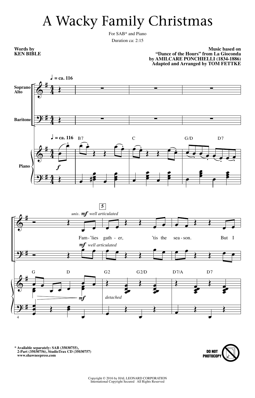 Tom Fettke A Wacky Family Christmas sheet music notes and chords arranged for 2-Part Choir