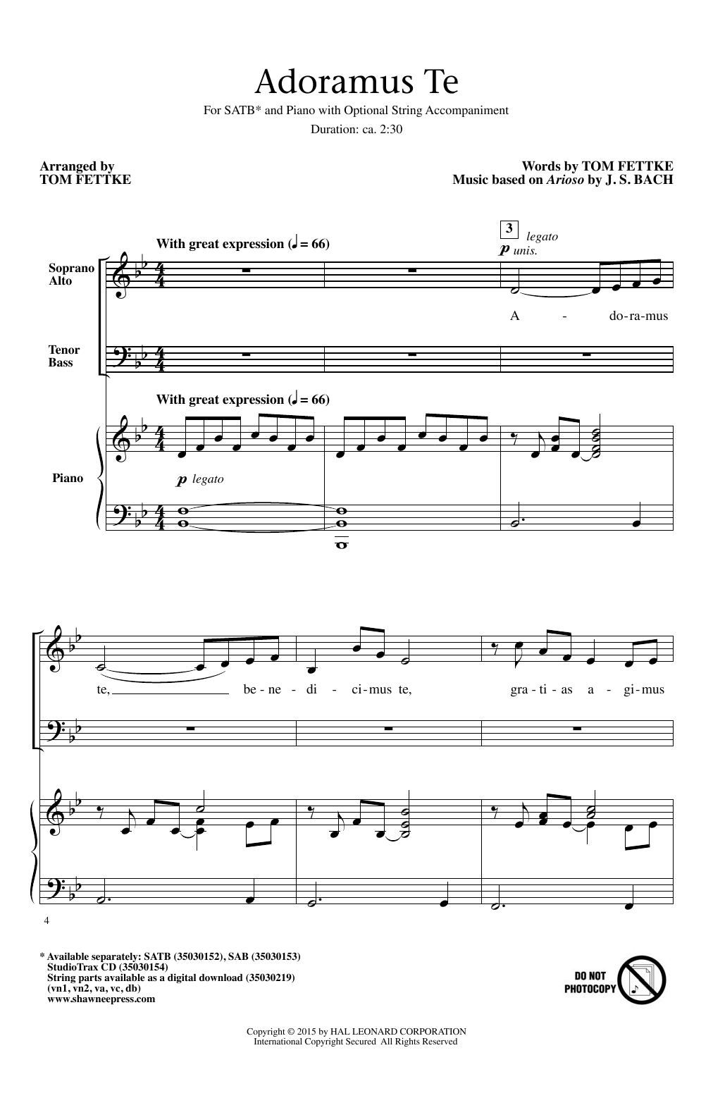 Tom Fettke Adoramus Te sheet music notes and chords arranged for SATB Choir