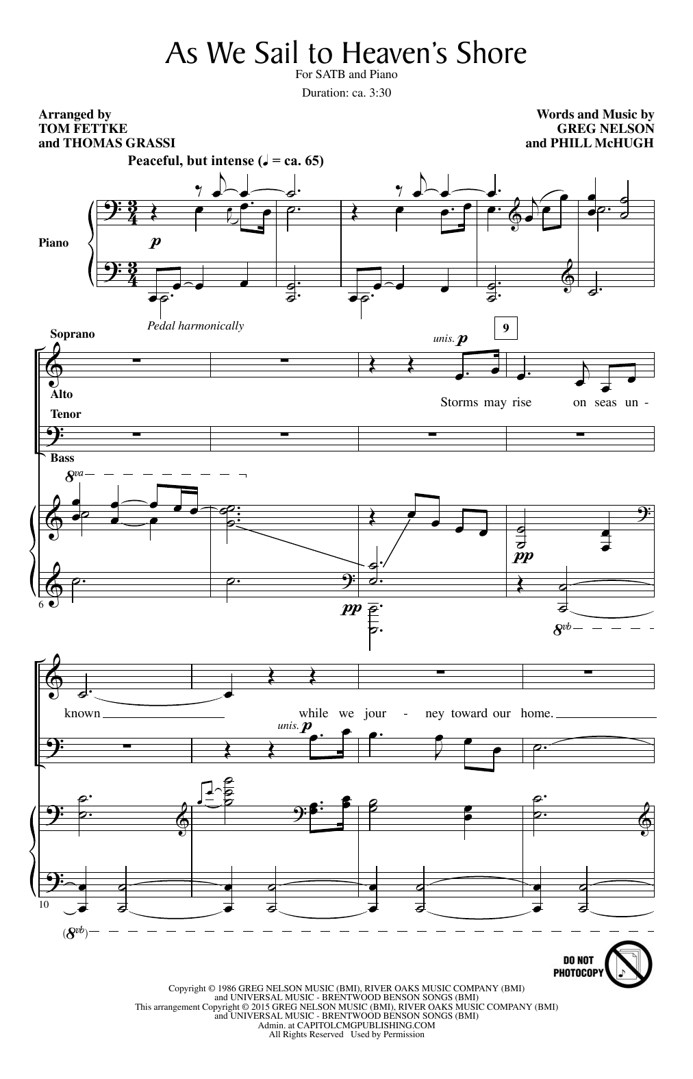 Tom Fettke As We Sail To Heaven's Shore sheet music notes and chords arranged for SATB Choir