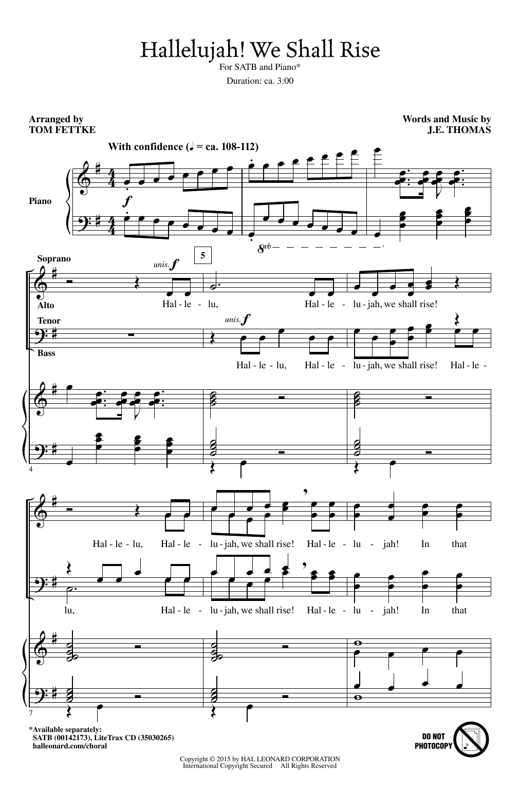 Tom Fettke Hallelujah! We Shall Rise sheet music notes and chords arranged for SATB Choir