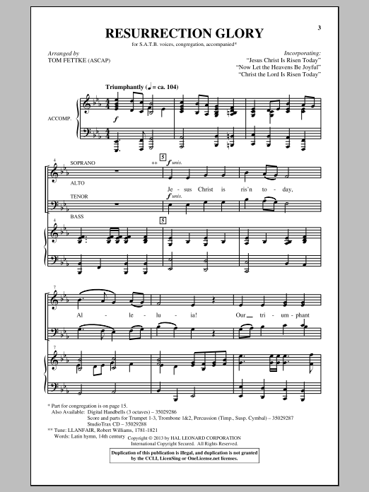 Tom Fettke Jesus Christ Is Risen Today sheet music notes and chords arranged for SATB Choir