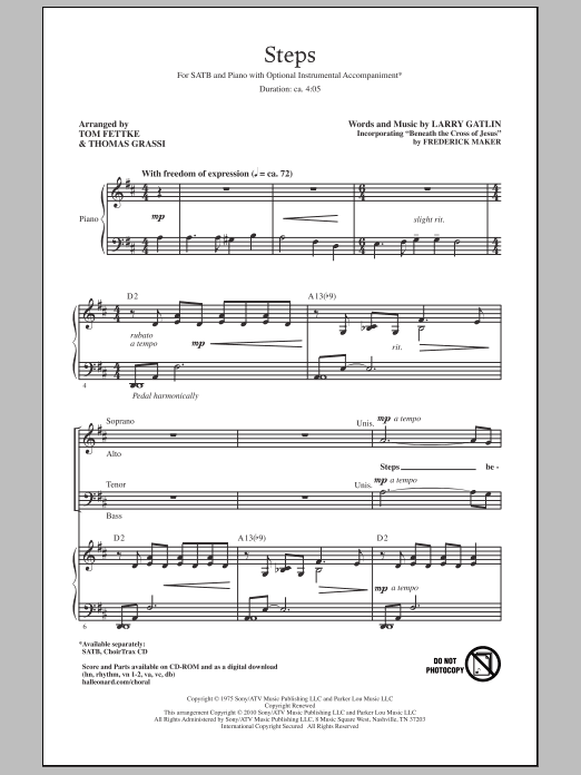 Tom Fettke Steps sheet music notes and chords arranged for SATB Choir