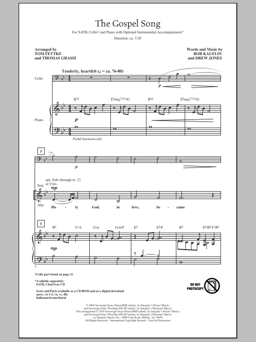 Tom Fettke The Gospel Song sheet music notes and chords arranged for SATB Choir