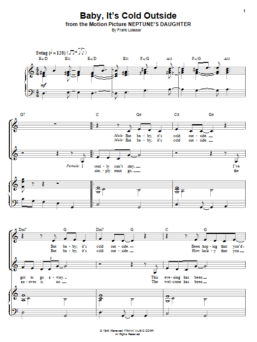 Tom Jones & Cerys Matthews Baby, It's Cold Outside sheet music notes and chords arranged for Piano & Vocal