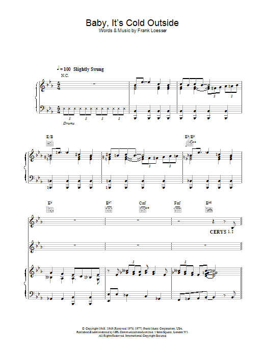 Tom Jones Baby, It's Cold Outside sheet music notes and chords arranged for Guitar Chords/Lyrics