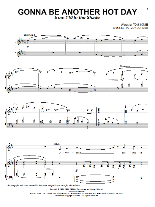 Tom Jones Gonna Be Another Hot Day sheet music notes and chords arranged for Piano & Vocal