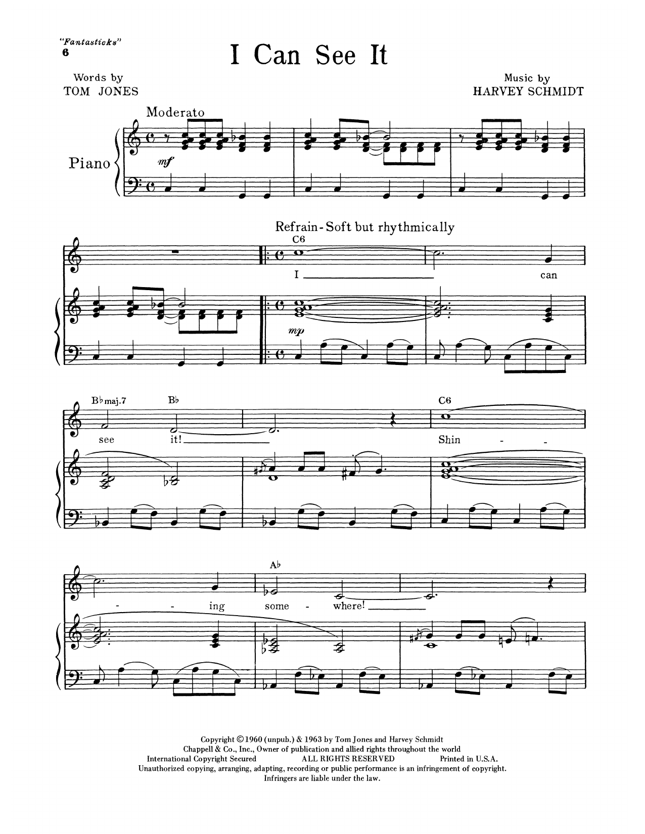 Tom Jones I Can See It sheet music notes and chords arranged for Piano & Vocal