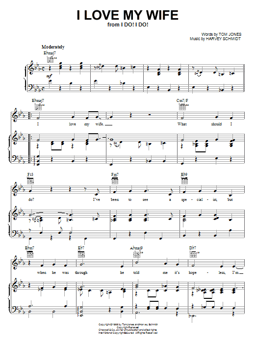 Tom Jones I Love My Wife sheet music notes and chords arranged for Piano, Vocal & Guitar Chords (Right-Hand Melody)