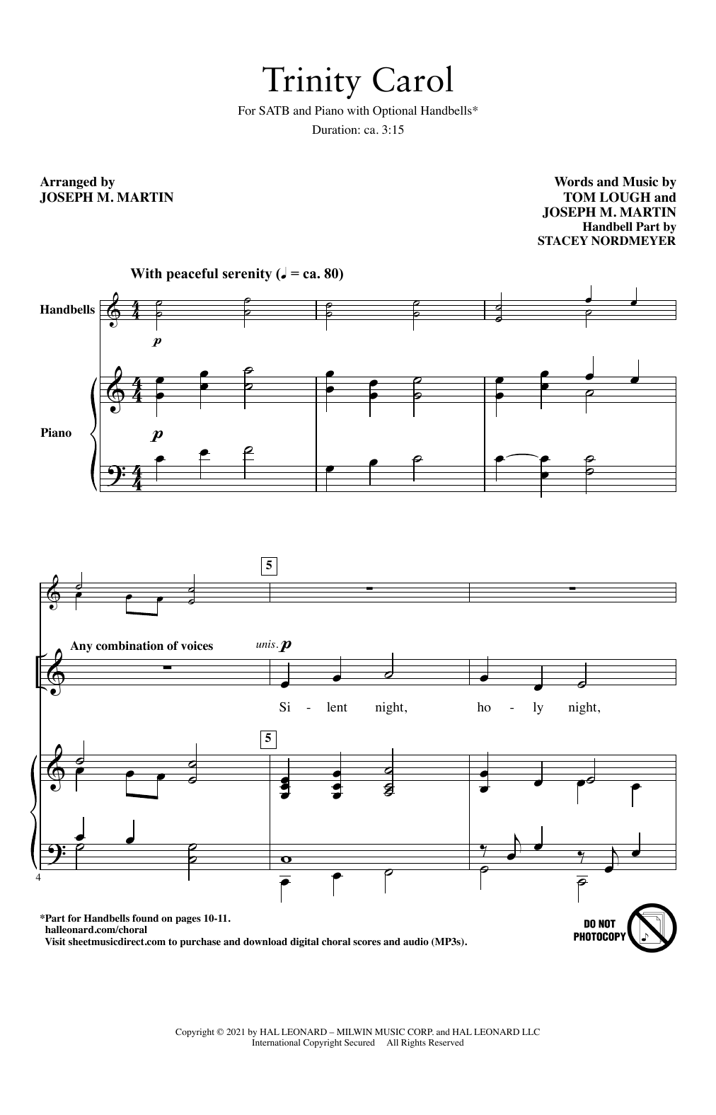 Tom Lough and Joseph M. Martin Trinity Carol (arr. Joseph M. Martin) sheet music notes and chords arranged for SATB Choir