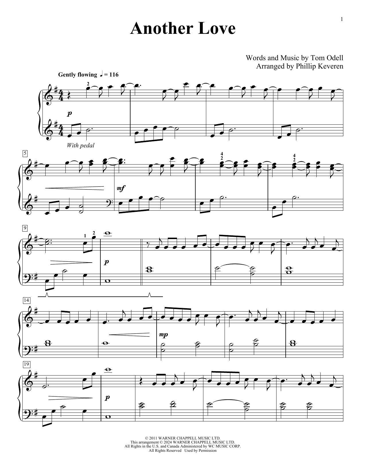 Tom Odell Another Love (arr. Phillip Keveren) sheet music notes and chords arranged for Piano Solo