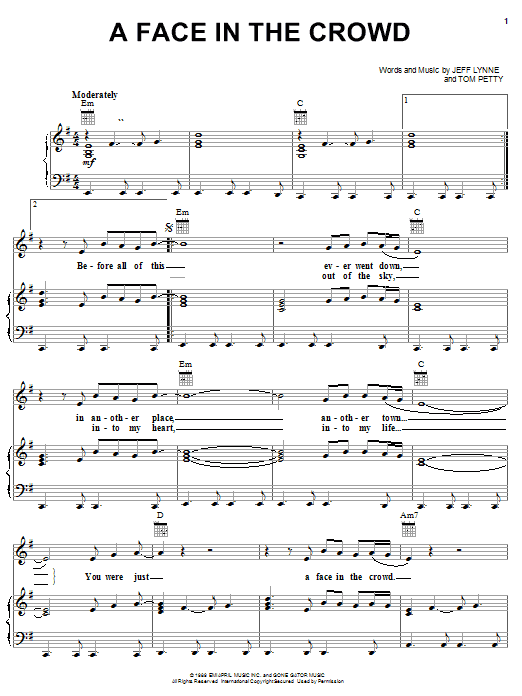Tom Petty A Face In The Crowd sheet music notes and chords arranged for Easy Guitar