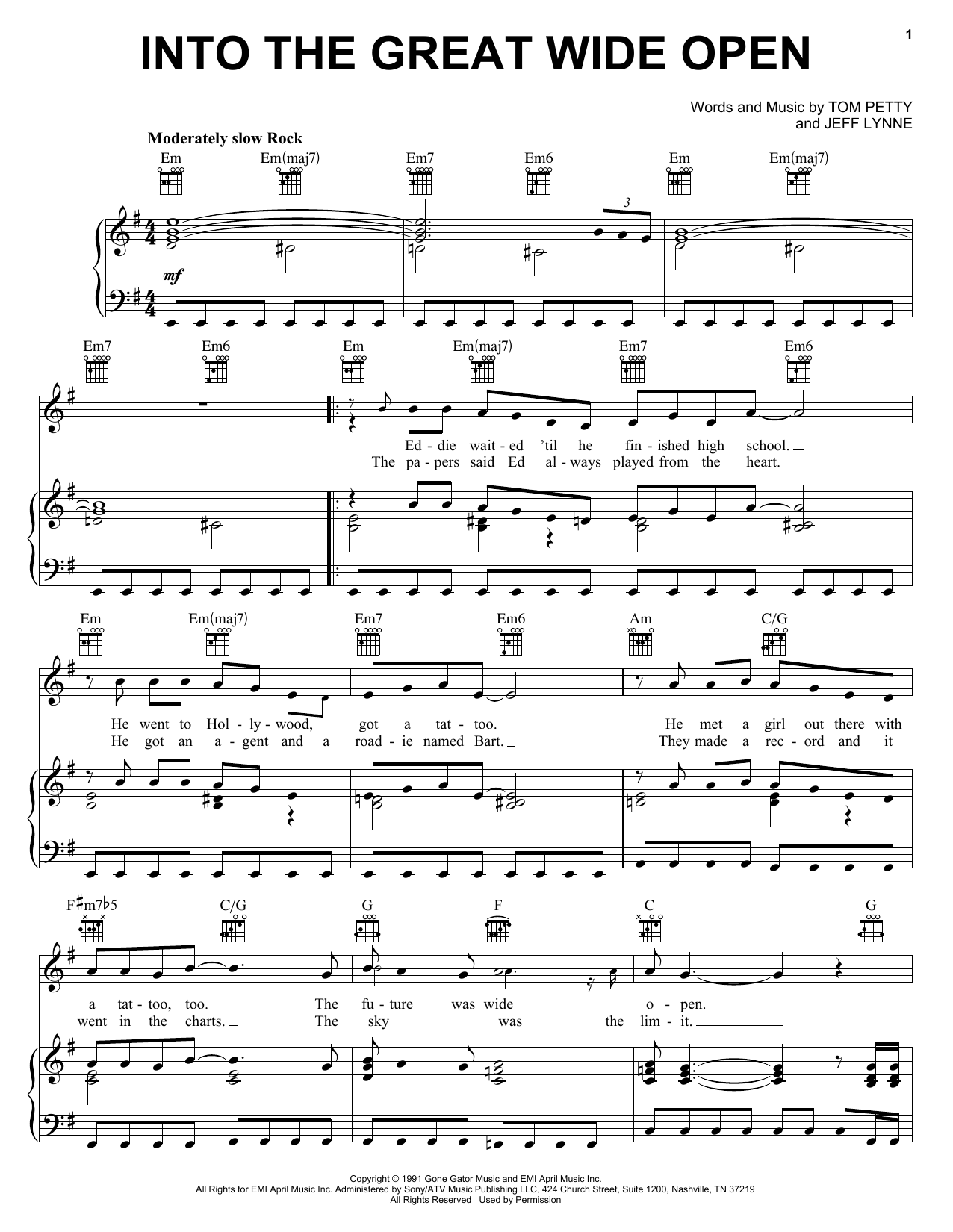 Tom Petty And The Heartbreakers Into The Great Wide Open sheet music notes and chords arranged for Guitar Tab