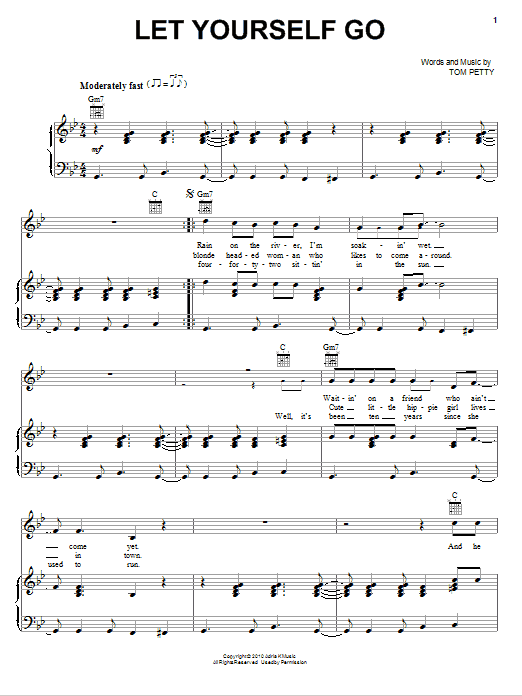 Tom Petty And The Heartbreakers Let Yourself Go sheet music notes and chords arranged for Piano, Vocal & Guitar Chords (Right-Hand Melody)