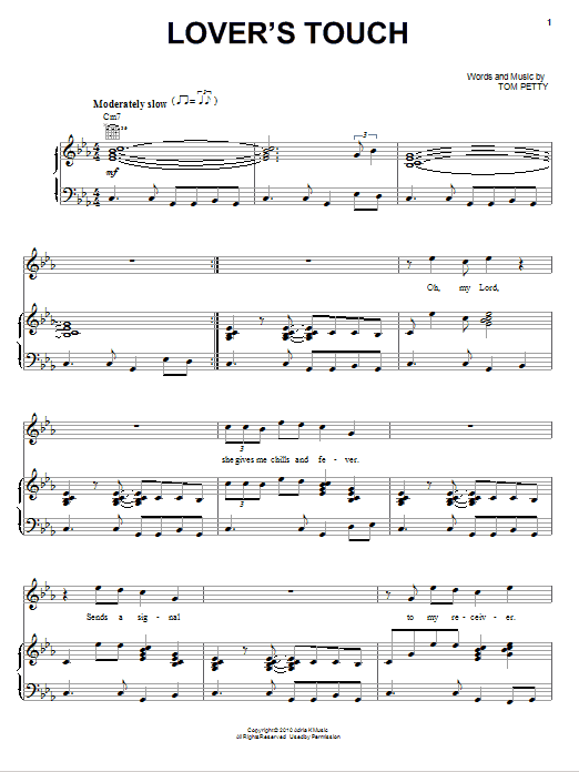 Tom Petty And The Heartbreakers Lover's Touch sheet music notes and chords arranged for Piano, Vocal & Guitar Chords (Right-Hand Melody)