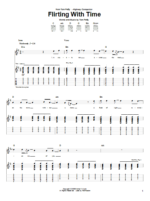 Tom Petty Flirting With Time sheet music notes and chords arranged for Guitar Tab
