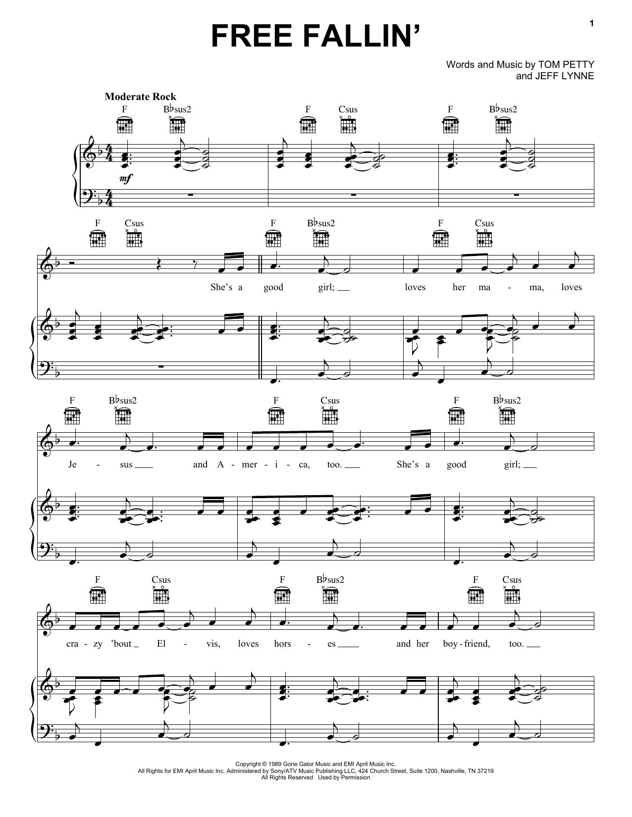 Tom Petty Free Fallin' sheet music notes and chords arranged for Drum Chart