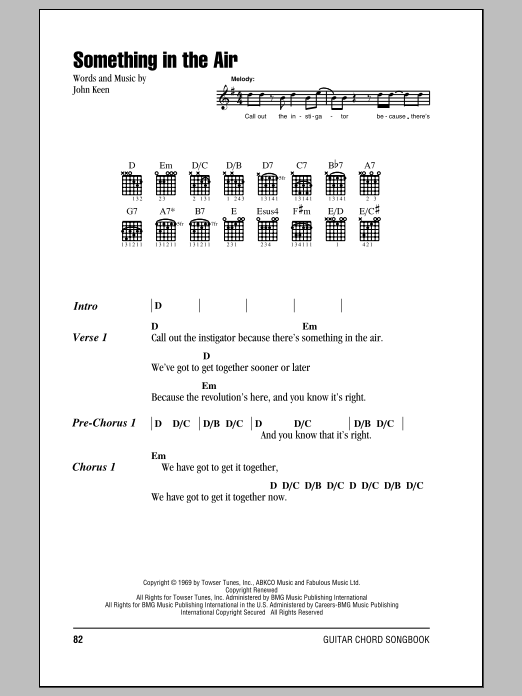 Tom Petty Something In The Air sheet music notes and chords arranged for Guitar Chords/Lyrics