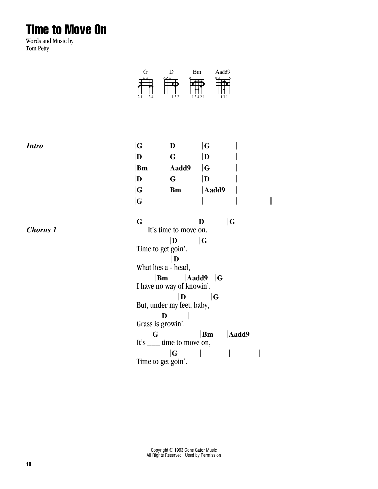 Tom Petty Time To Move On sheet music notes and chords arranged for Guitar Chords/Lyrics