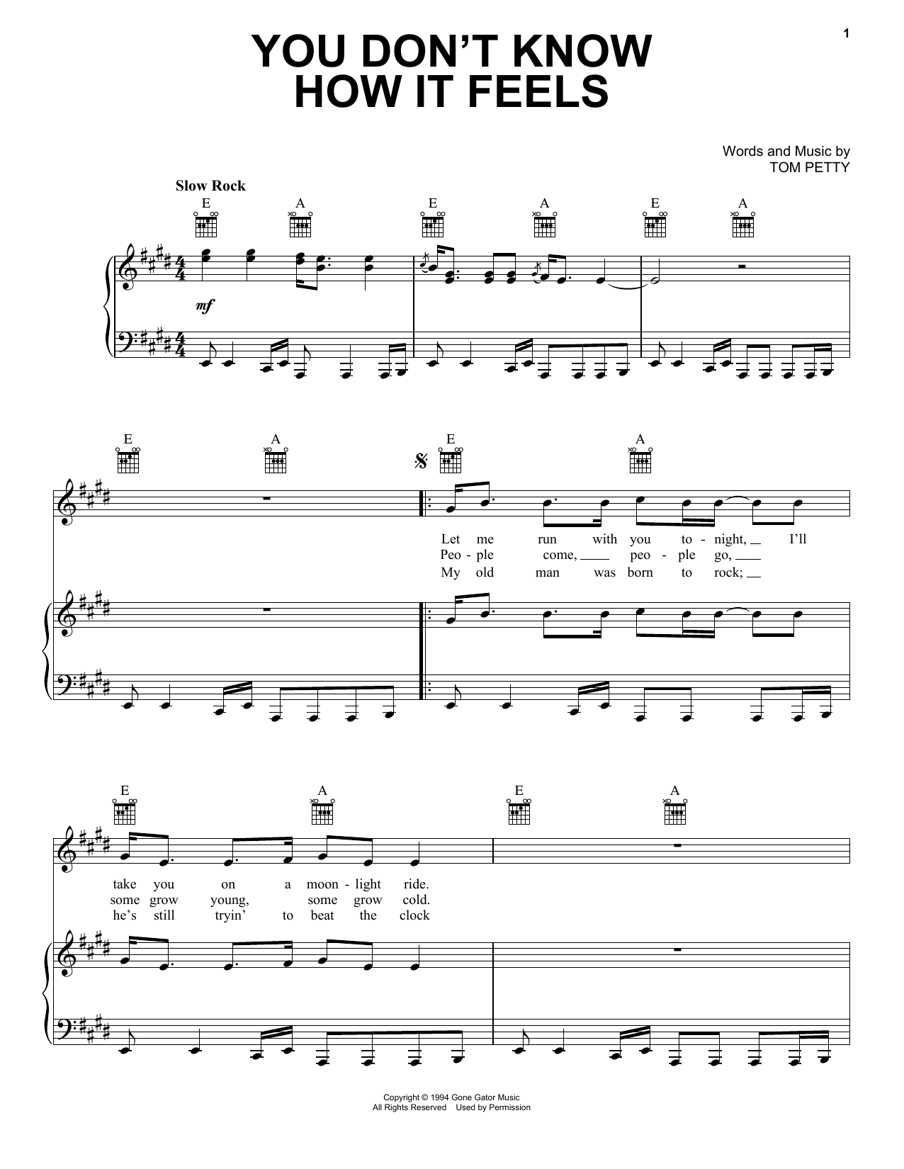 Tom Petty You Don't Know How It Feels sheet music notes and chords arranged for Ukulele