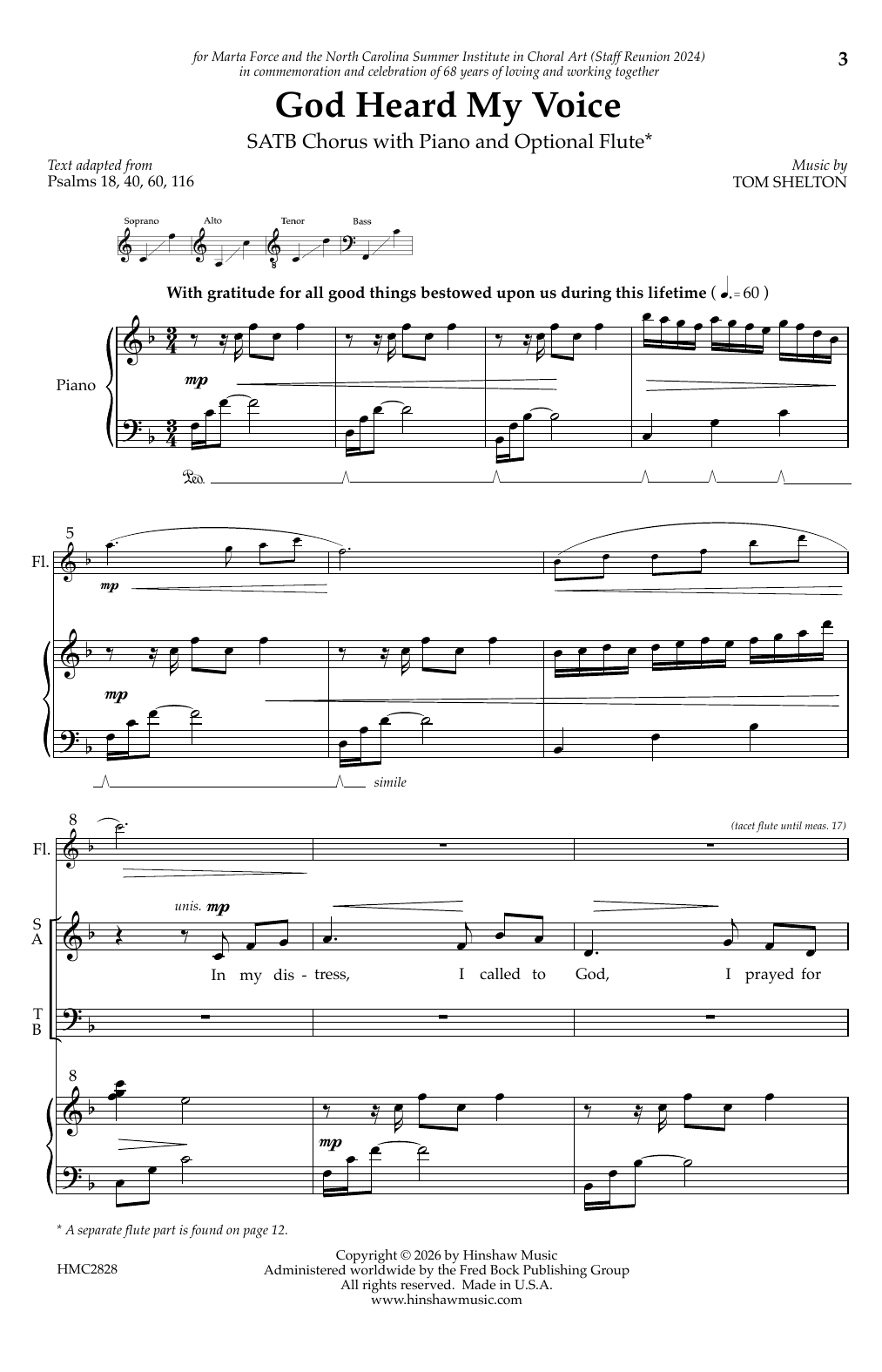 Tom Shelton God Heard My Voice sheet music notes and chords arranged for SATB Choir